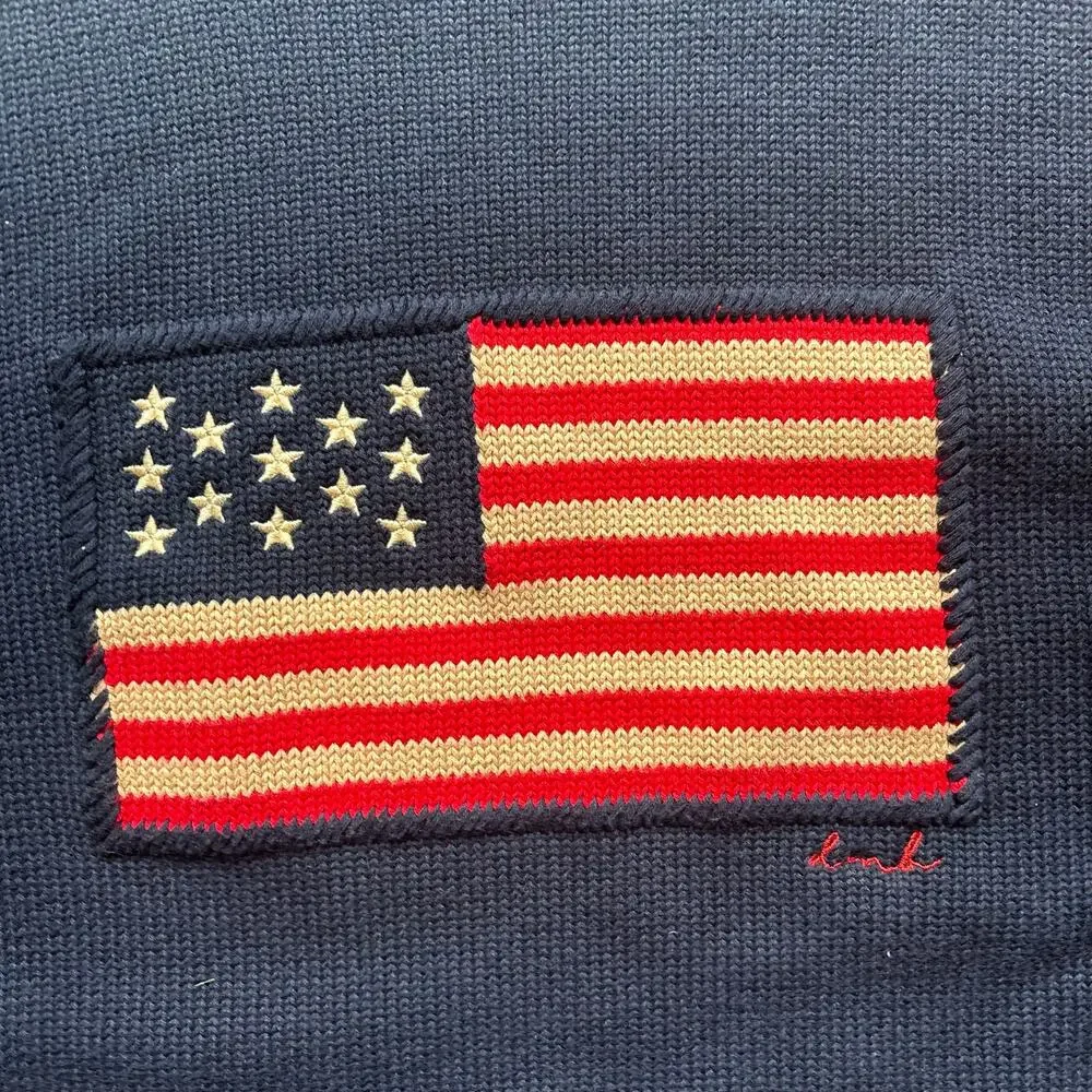 Tuckernuck XL Oversized Navy Sweater Flag Vintage 90's Rolled Collar Cotton - Picture 2 of 4